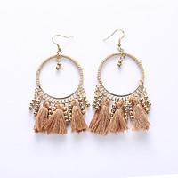 Europe And The United States Big Circle Eardrop By Hand South Korea Female Tassel Earrings Winding Cloth Earrings