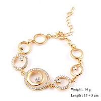 European Style Elegant Circle Zircon Chain Bracelet Gold Plated