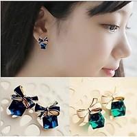 european bow alloy clip earringsblue green1pair