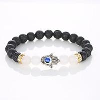 European And American Fashion Beaded Bracelet Natural Stone Lava-Rock Palm Bracelet