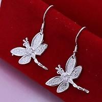 European Diamond Dragonfly 925 Silver Drop Earrings(2Pc)