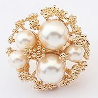 Euramerican Vintage Luxury Elegant Great Pearl Cuff Ring Movie Jewelry
