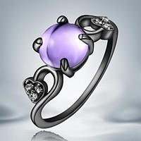 european purple opal black gold plated alloy statement rings1pc