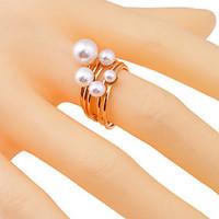 European Style Pearl-Studded Alloy Ring(6 Pcs)