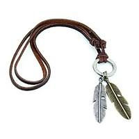European And American Popular Foreign Trade Selling Leather Clothing Accessories Willow Feather Necklace
