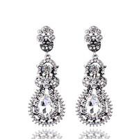 European And American Fashion Long Alloy Diamond Earrings Exaggerated