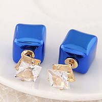 European Style Concise Fashion Metal Shiny Square Personality Wild Temperament Earrings