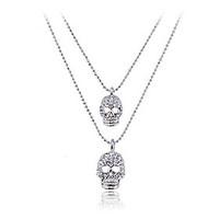 European Style Fashion Luxury Studded With Drill Skull Double-Deck Gold Plating Necklace