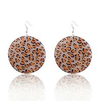 Europestyle Leopard Print Shining Powder Wafer Alloy Drop Earrings