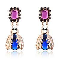 European Style Fashion Crystal Gem Gold Plated Insect Drop Earrings