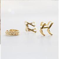 European Combined Double V Alloy Midi Rings(Gold, Silver) (1set)