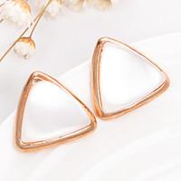 Europe Fashion Vintage Triangle Shape Opal Stud Earring Antiallergic Gold Plated Bridal Jewelry For Women Party Wedding