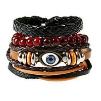 european and american retro leather rope rope wax rope evil eye bracel ...