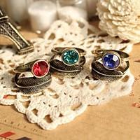 European Style Retro Gem Personality Leaves Ring