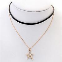 Euramerican Fashion And Lovely Pentagram Rhinestone Double-layer Lady Daily Necklace Movie Jewelry