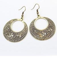 Euramerican Vintage Luxury Circle Delicate Alloy carved Lady Daily Drop Earrings Movie Jewelry