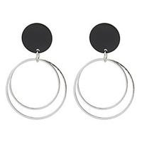 Euramerican Fashion Classic Personality Simple Style Silver Circles Earrings Lady Office Career Statement Jewelry