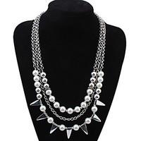 Euramerican Fashion White Luxury Elegant Three-layers Pearl Necklace Lady Party Layered Necklaces Movie Jewelry