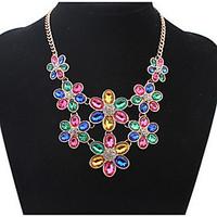 Euramerican Fashion Multicolor Luxury Elegant Big Flowers Necklace Lady Party Movie Jewelry