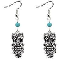 Euramerican Fashion Vintage Rock Cute Owl Earrings Lady Daily Drop Earrings Statement Jewelry
