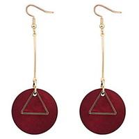 Euramerican Personalized Rock Simple Triangle Circle Wood Earrings Lady Business Statement Jewelry