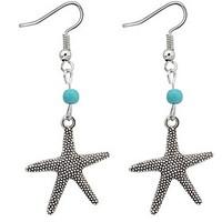 Euramerican Fashion Vintage Personalized Cute Starfish Earrings Lady Party Drop Earrings Statement Jewelry