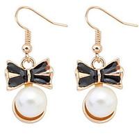 Euramerican Fashion Adorable Elegant Tie Pearl Lady Party Earrings Movie Jewelry