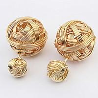 Euramerican Classic Luxury Gold Metal Double Balls Stud Earrings Lady Business Stud Earrings Gift Jewelry