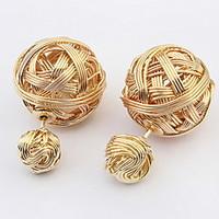 euramerican classic luxury gold metal double balls stud earrings lady  ...