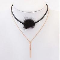 Euramerican Fashion Elegant Double-layer Cute Plush Female Daily Necklace Statement Jewelry