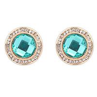 Europe Exquisite Fashion Round Gemstone Stud Earrings Lady Daily Stud Earrings Movie Jewelry