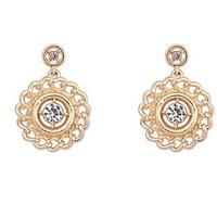 Euramerican Contracted Round Simple Style Classic Rhinestone Gold Earrings Lady Daily Drop Earrings Gift Jewelry
