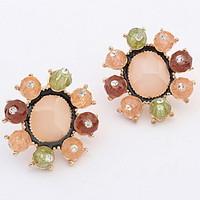 Euramerican Elegant Resin Candy Color Personality Flower Stud Earrings Women\'s Daily Stud Earrings Movie Jewelry