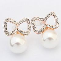 European and American fashion small pure and fresh and tie the pearl earrings
