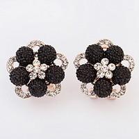 Euramerican Fashion Black Rhinestone Flower Women\'s Business Stud Earrings Movie Jewelry