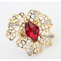 Euramerican Costly Gem Ring Hollow Out Fashion Flower Adjustable Ring Jewelry Gifts