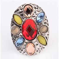 Euramerican Oval Multicolor Luxury Multi-stone Women\'s Cuff Ring Movie Jewelry