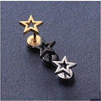 European Fash Pentagram Titanium Steel Stud Earrings(Black, Silver, Gold) (1 Pc)
