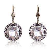 European Style Retro Drill Crystal Gem Gold Plated Earrings