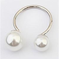 Euramerican Fashion Silver Pearl Cuff Rings Simple Style Elegant Women\'s Daily Rings Jewelry Gifts