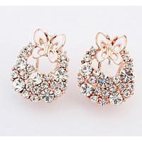 Euramerican Fashion Elegant Luxury Rhinestone Butterfly Stud Earrings Women\'s Party Gift Jewelry