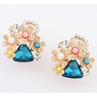 Euramerican Fashion Triangle And Flower Luxury Elegant Rhinestone Women\'s Party Earrings Set Movie Jewelry