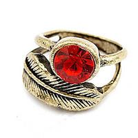 Euramerican Vintage Leaf Fashion Lady Party Red Diamond Ring Movie Jewelry
