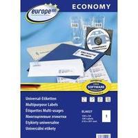 Europe 100 ELA027 Labels (A4) 210 x 297 mm Paper White 100 pc(s) Permanent All-purpose labels Inkjet, Laser, Copier