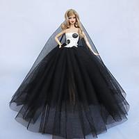 evening party dress in white and black for barbie doll for girls doll  ...