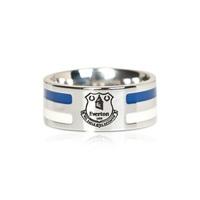 everton colour stripe crest band ring stainless steel silver