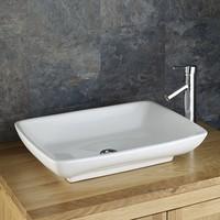 Evora Modern Ceramic 59.5cm x 45.5cm Rectangular Countertop Sink