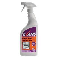 Evans Clean Fast Heavy Duty Washroom Cleaner Spray Bottle 750ml Pack