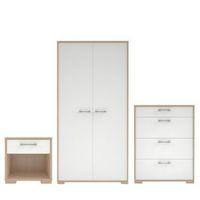 Evie Gloss White & Oak Effect 3 Piece Bedroom Furniture Set