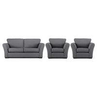 Evian 3 Seater and 2 Armchair Suite Dark Grey